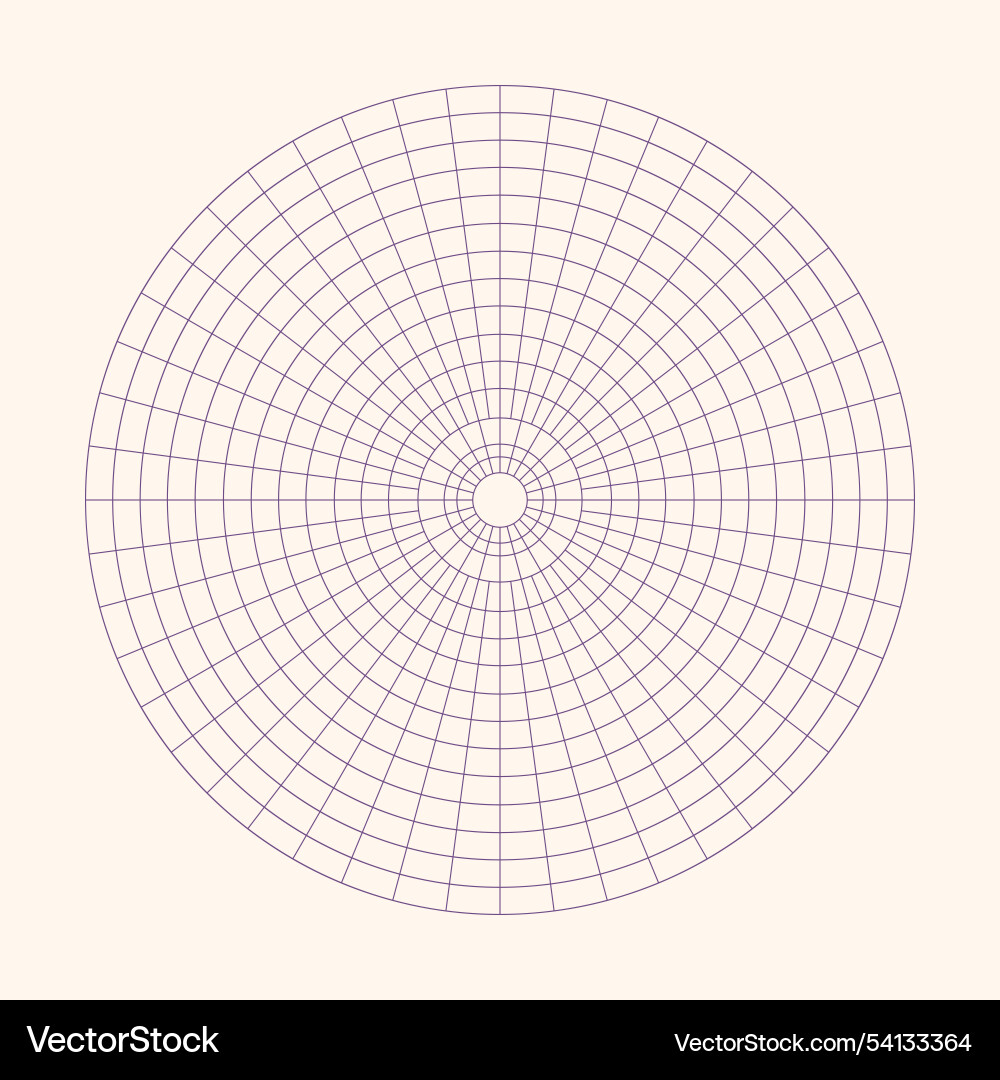 Polar coordinate circular grid isolated on white Polar coordinate circular grid isolated on white vector image