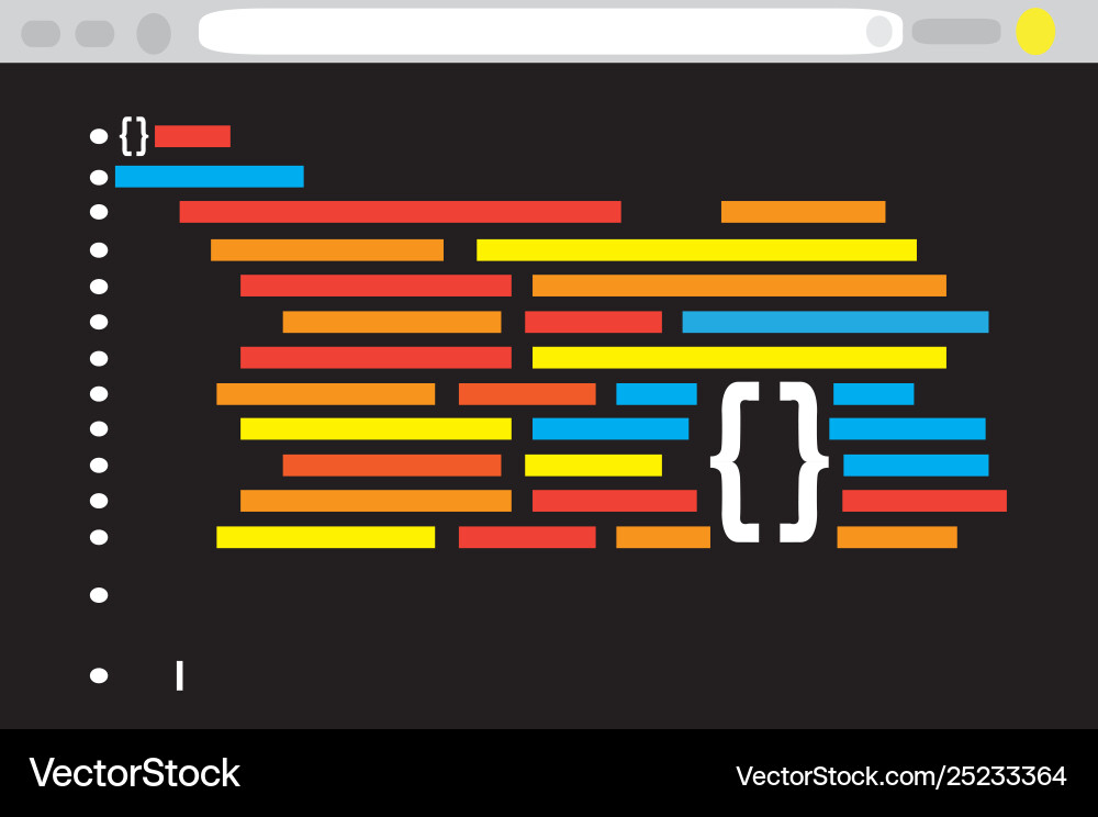 Programming code on a browser window Vector Image