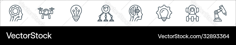 Robotics line icons linear set quality Robotics line icons linear set quality vector image