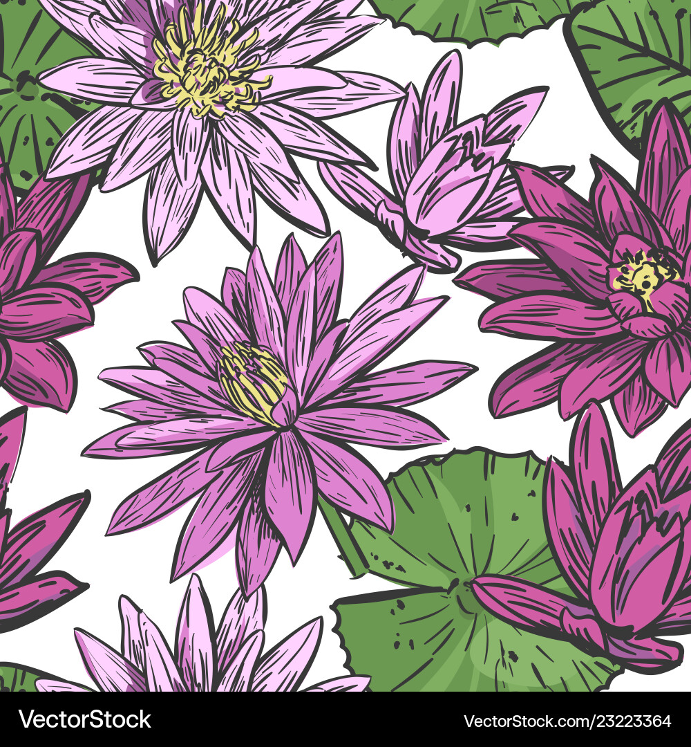 Seamless background with water lilies Seamless background with water lilies vector image