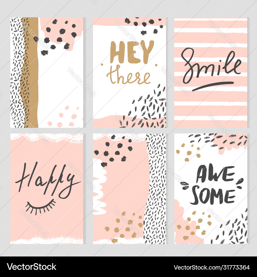 Set card templates with abstract lines dots vector image