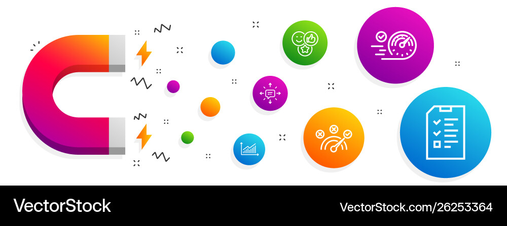 Sms correct answer and graph icons set like Sms correct answer and graph icons set like vector image