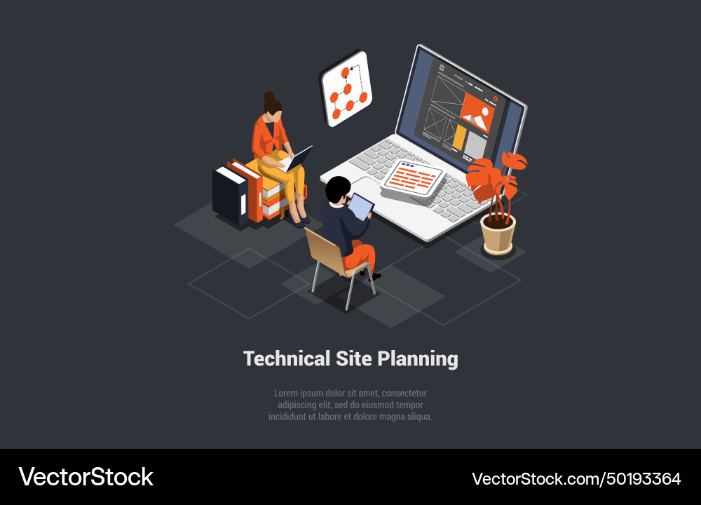 Technical site planning developing website Technical site planning developing website vector image