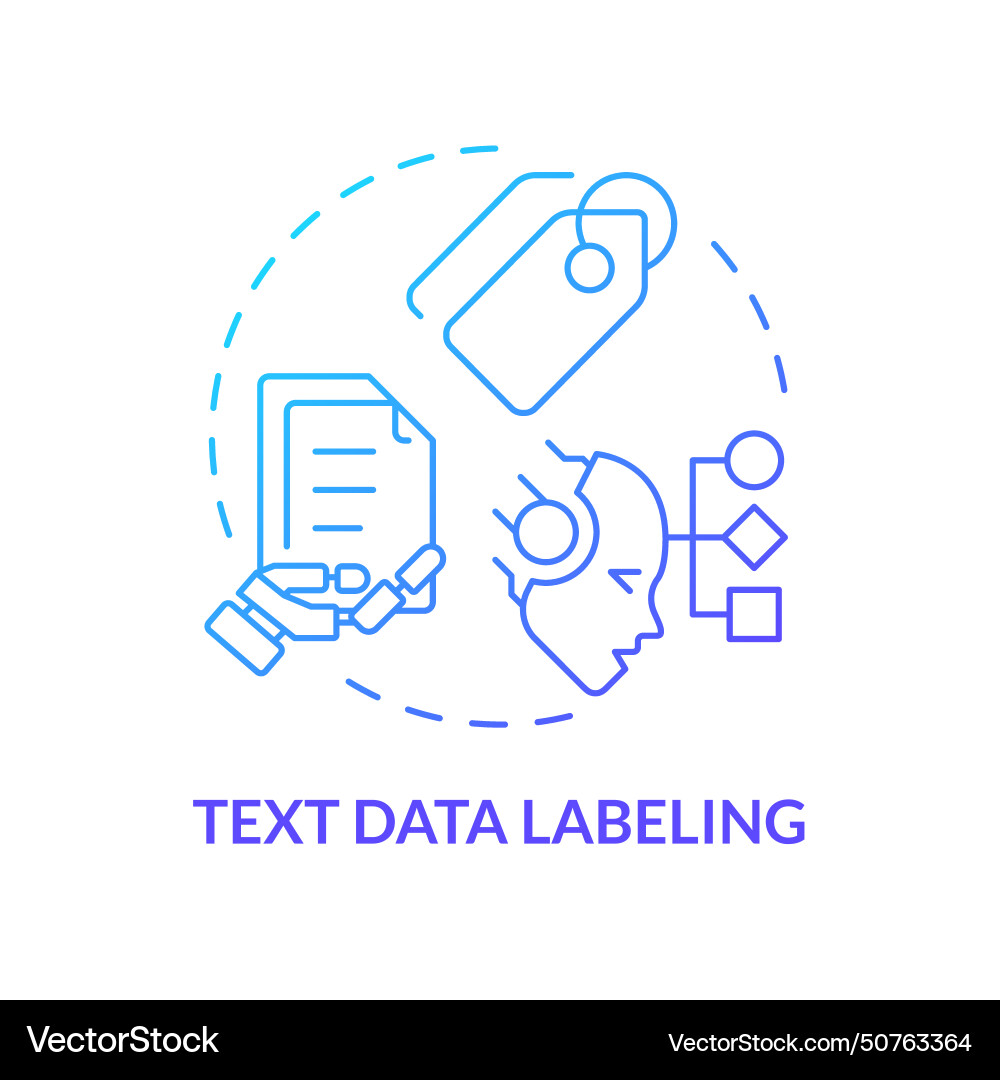 Text data labeling blue gradient concept icon Text data labeling blue gradient concept icon vector image