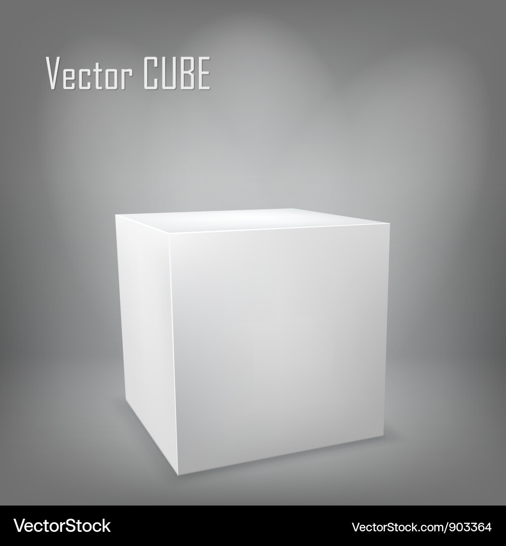 White Cube on Gray Background Vector Image
