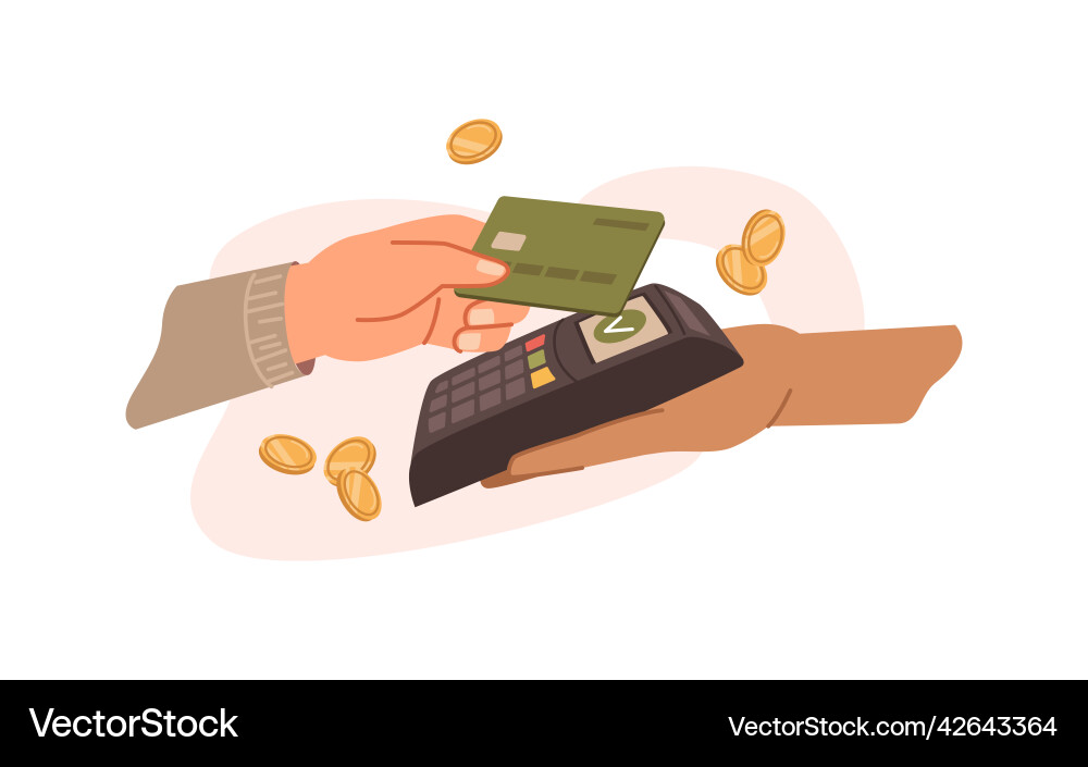 Wireless payment system card and terminal Wireless payment system card and terminal vector image