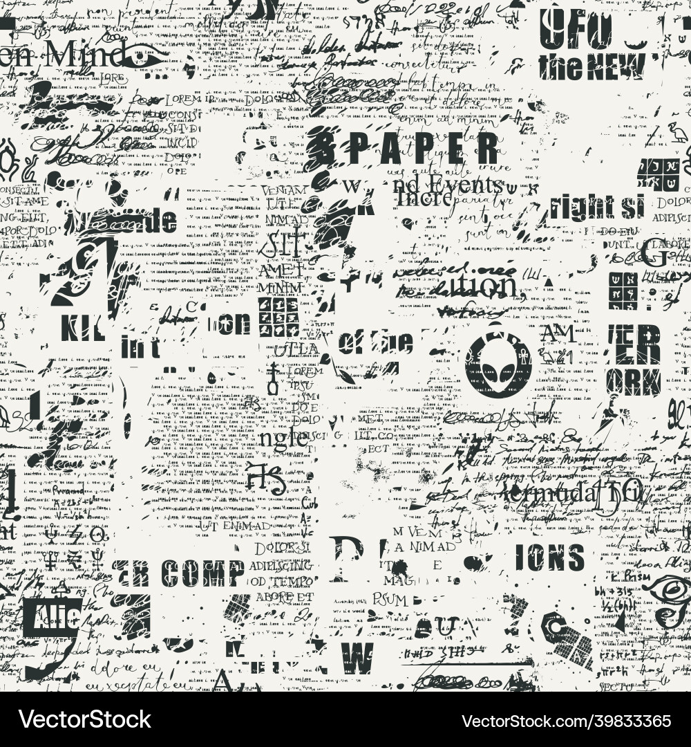 Abstract seamless pattern with scribbles and text Abstract seamless pattern with scribbles and text vector image