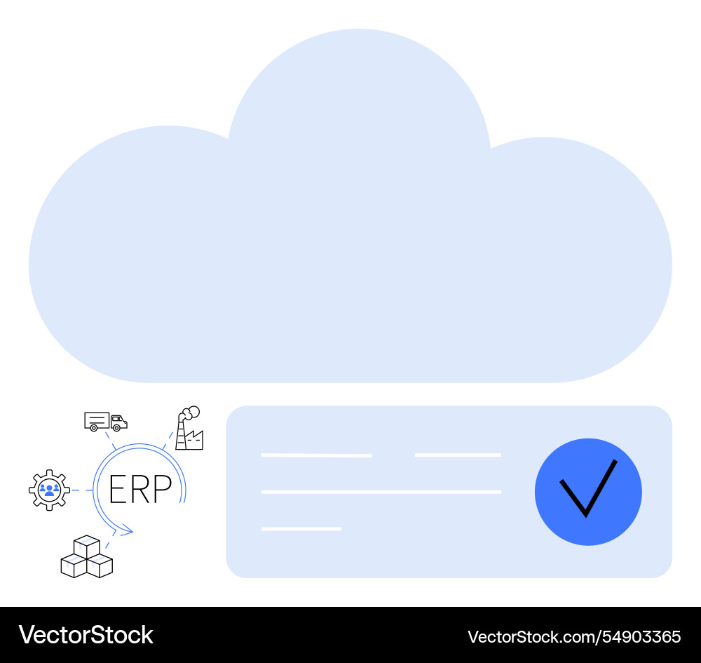 Cloud-based erp system with integration icons Cloud-based erp system with integration icons vector image