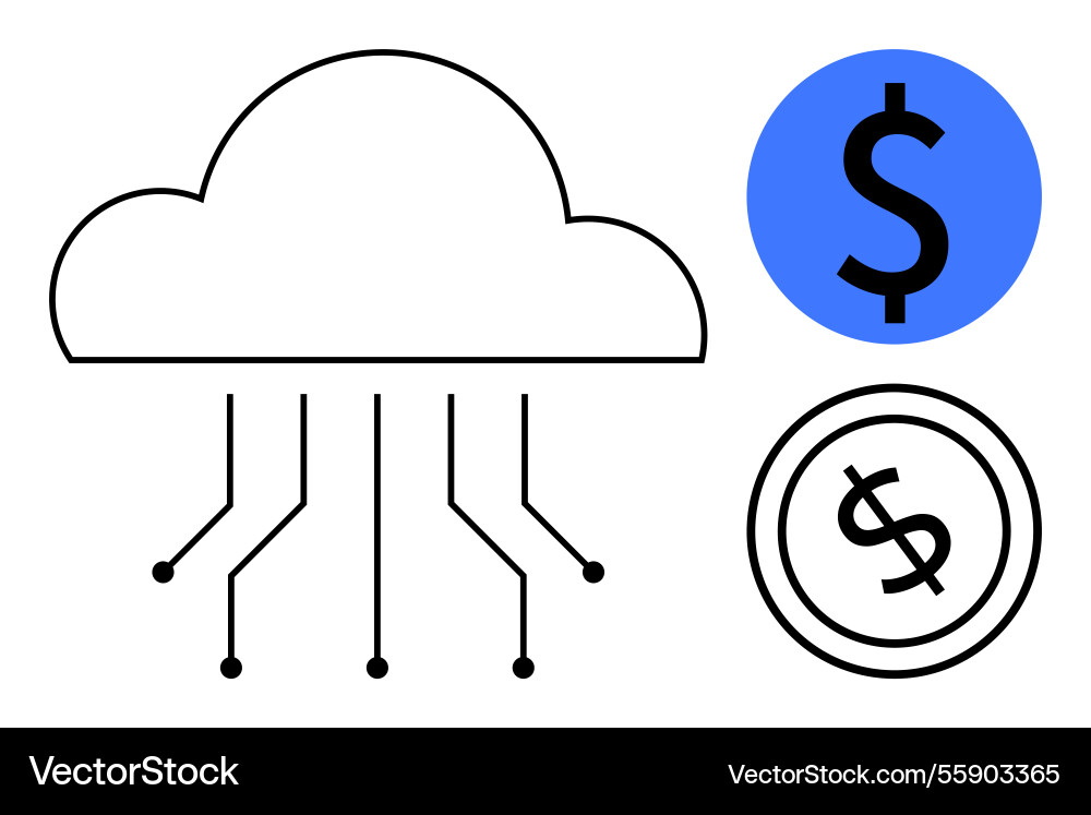 Cloud Computing Datenströme zu Währungen verbinden Cloud Computing Datenströme zu Währungen verbinden vektorbild