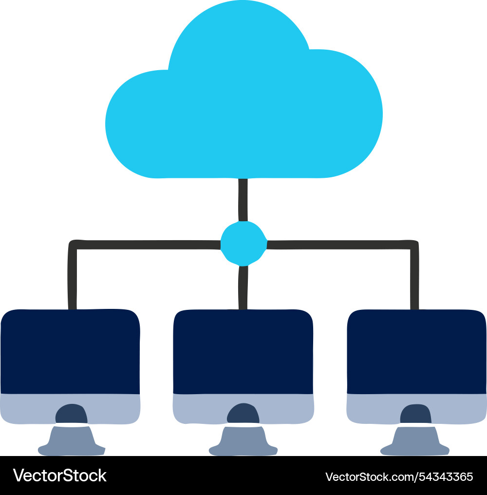 Cloud computing symbol with servers and network Cloud computing symbol with servers and network Vector Image
