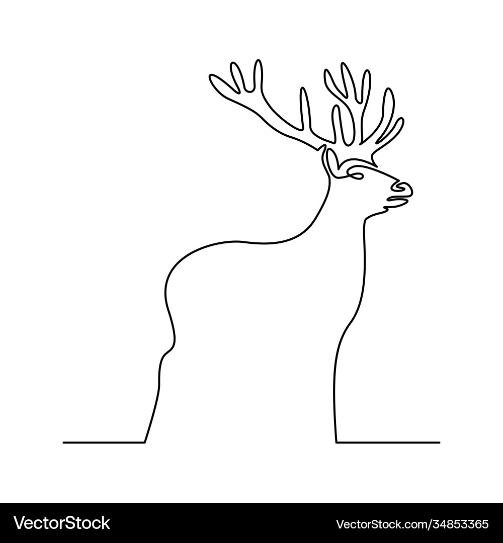 Deer continuous line Deer continuous line Vector Image