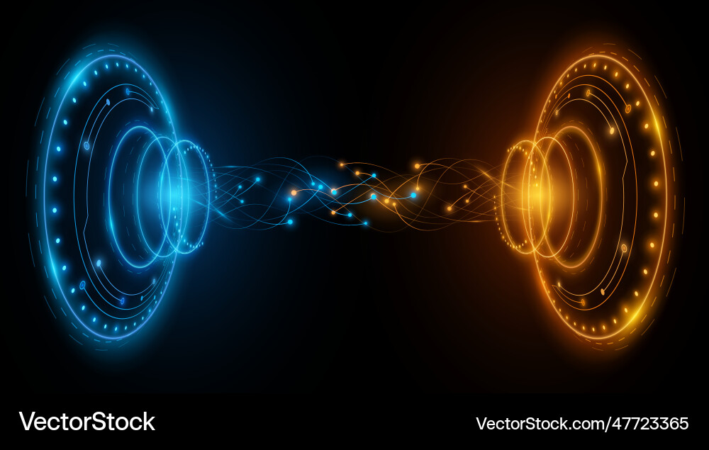 Digital 3d hud circles with glowing neural Digital 3d hud circles with glowing neural Vector Image