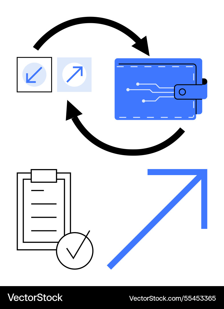 Digital wallet for secure transactions with data Digital wallet for secure transactions with data vector image