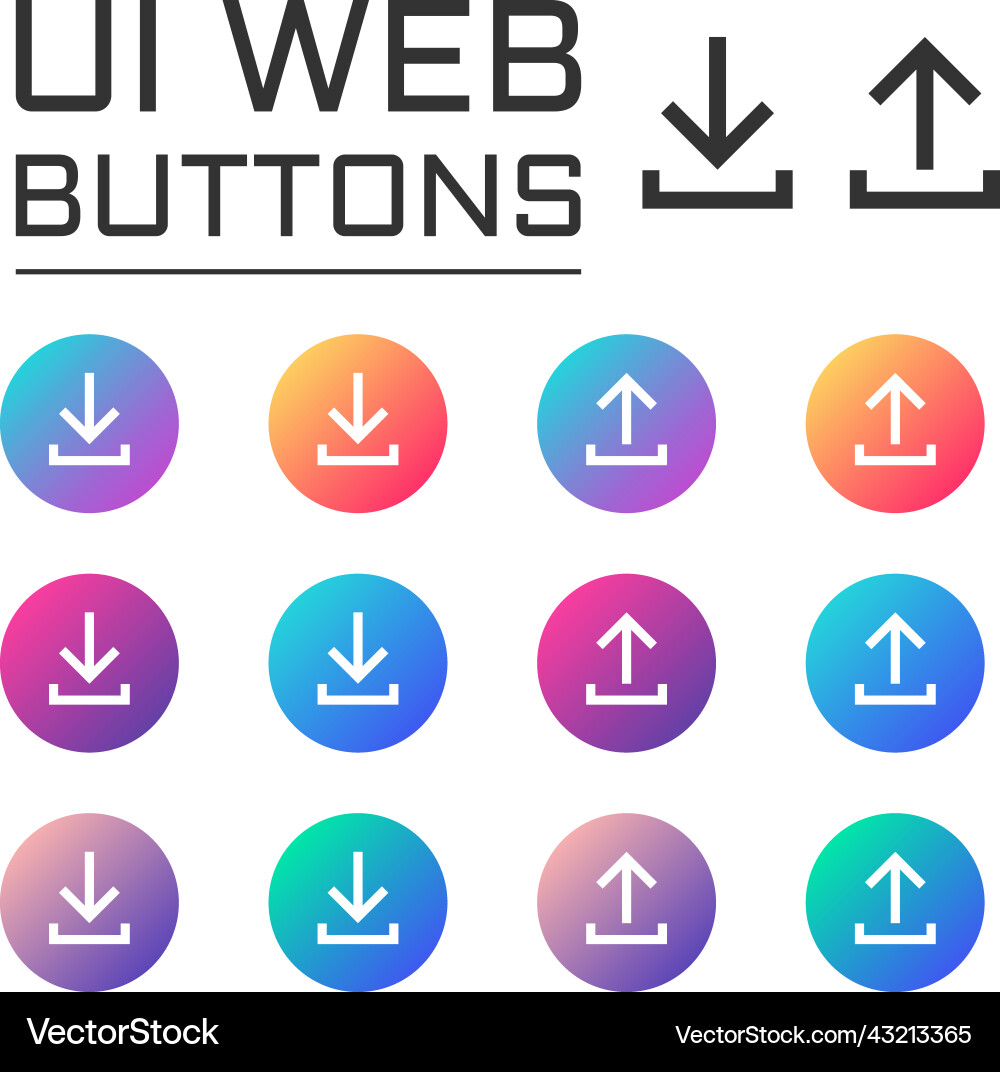 Download upload arrow ui web button Download upload arrow ui web button Vector Image