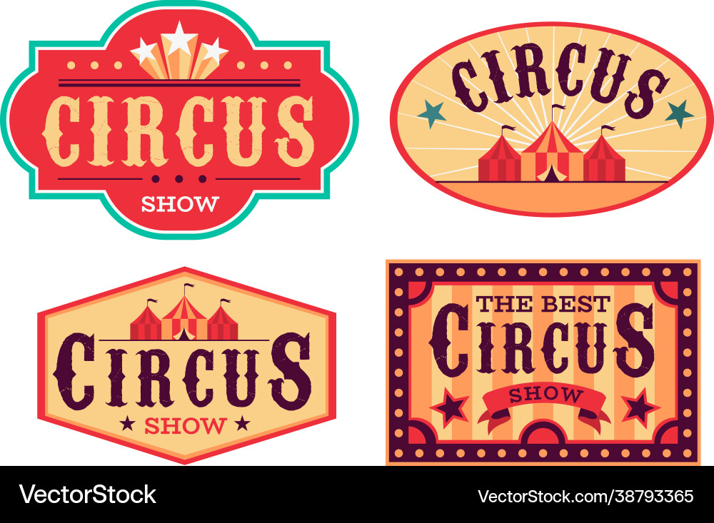 Emblems circus fun carnival festival retro paper vector image