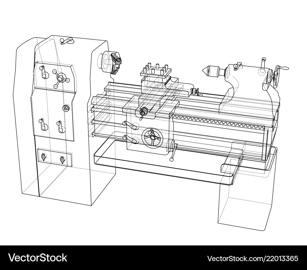 Lathe concept rendering of 3d vector image