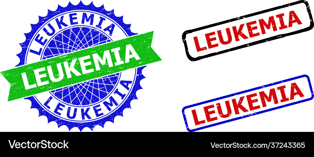 Leukemia rosette and rectangle bicolor stamp seals Leukemia rosette and rectangle bicolor stamp seals vector image