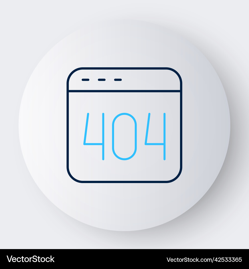Line page with a 404 error icon isolated on white Line page with a 404 error icon isolated on white vector image