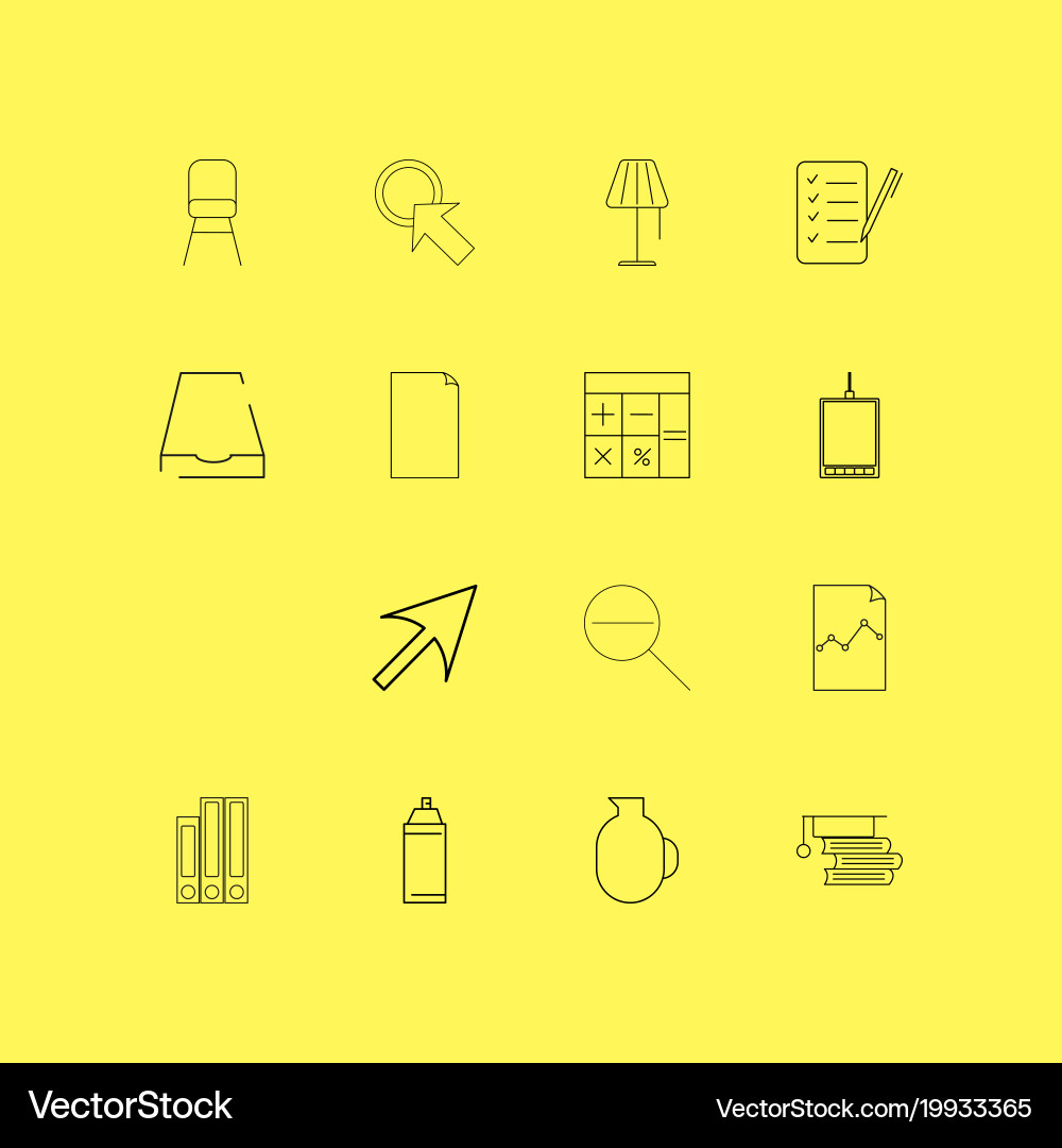 Office linear icon set simple outline icons Vector Image