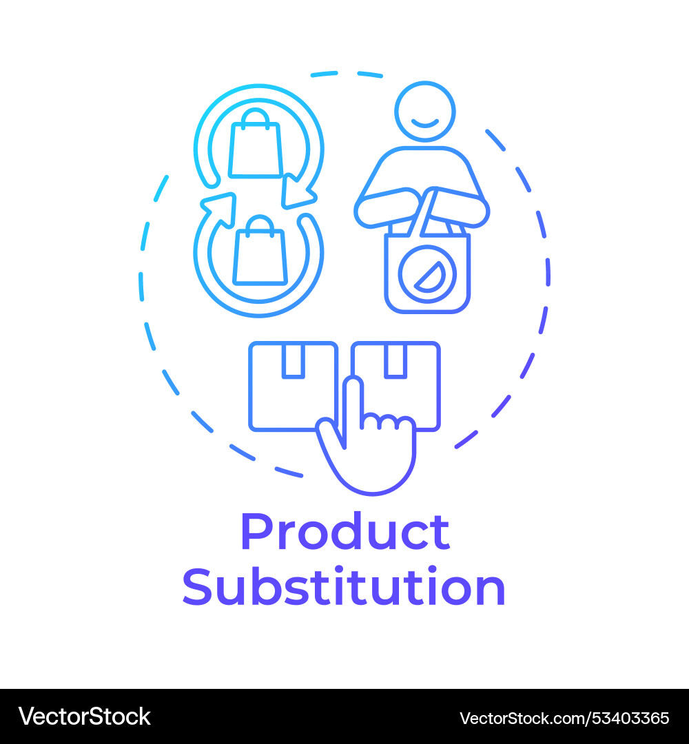 Produktsubstitution blaues Gradienten-Konzept Icon Produktsubstitution blaues Gradienten-Konzept Icon Vektorbild