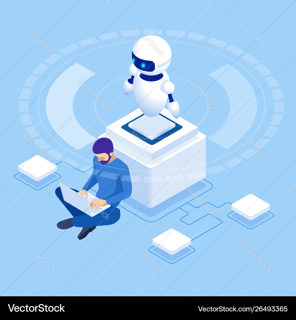 Robot Programming AI Settings vector image