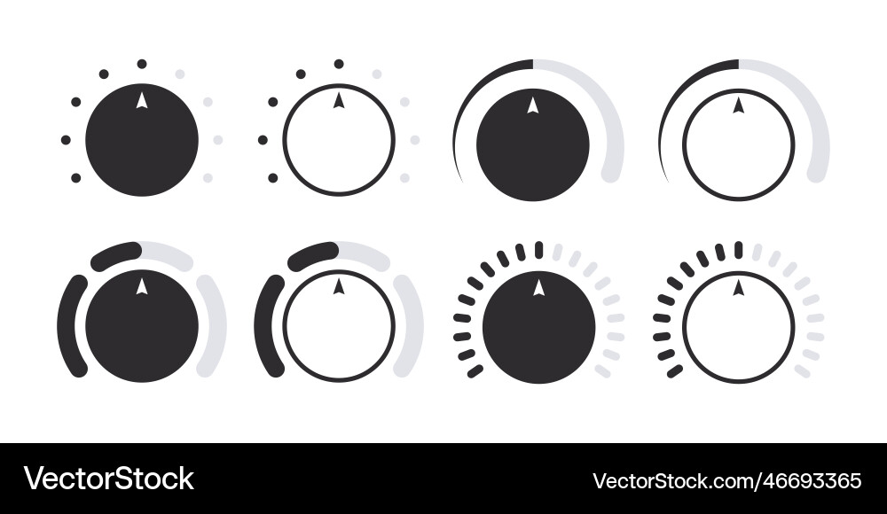 Rotary dials volume level handle Rotary dials volume level handle vector image