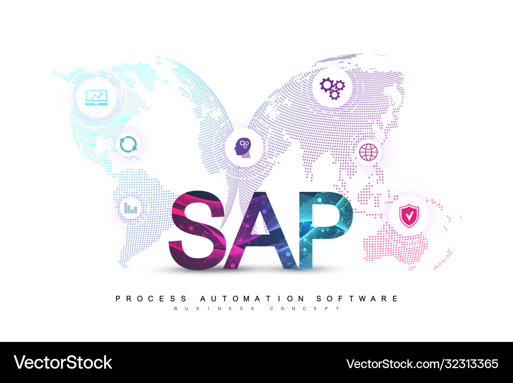 Sap business process automation software erp vector image