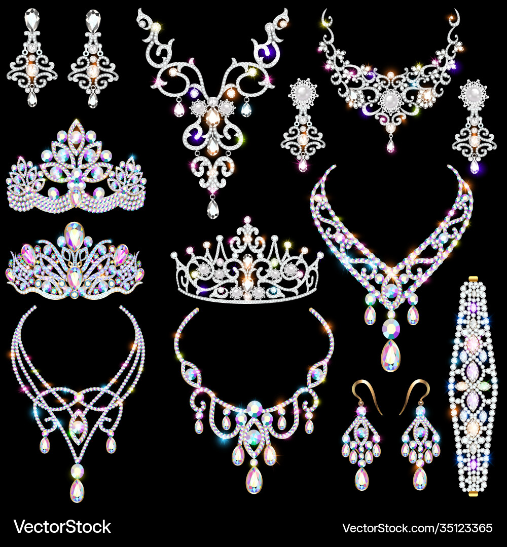 Schmuck Set Halskette Ohrringe Armband Schmuck Set Halskette Ohrringe Armband vektorbild