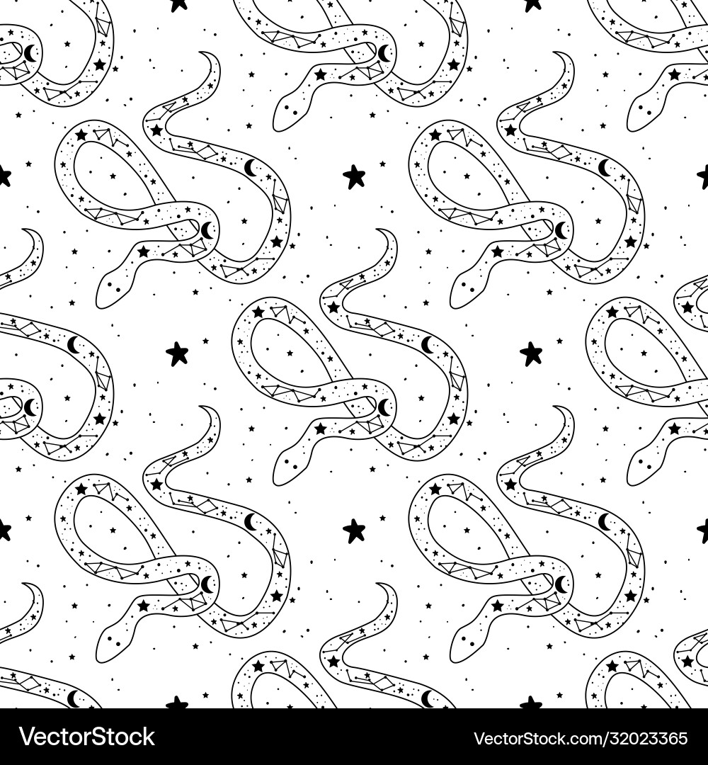 Seamless pattern mystical snake with moon Seamless pattern mystical snake with moon vector image