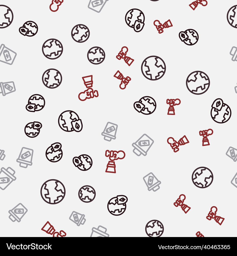 Set line earth with shield globe trash can Set line earth with shield globe trash can vector image