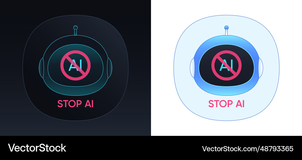 Stop ai use prohibition on of artificial Stop ai use prohibition on of artificial vector image