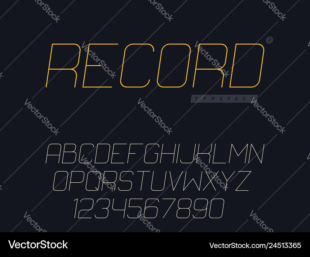 Thin line uppercase font vector image