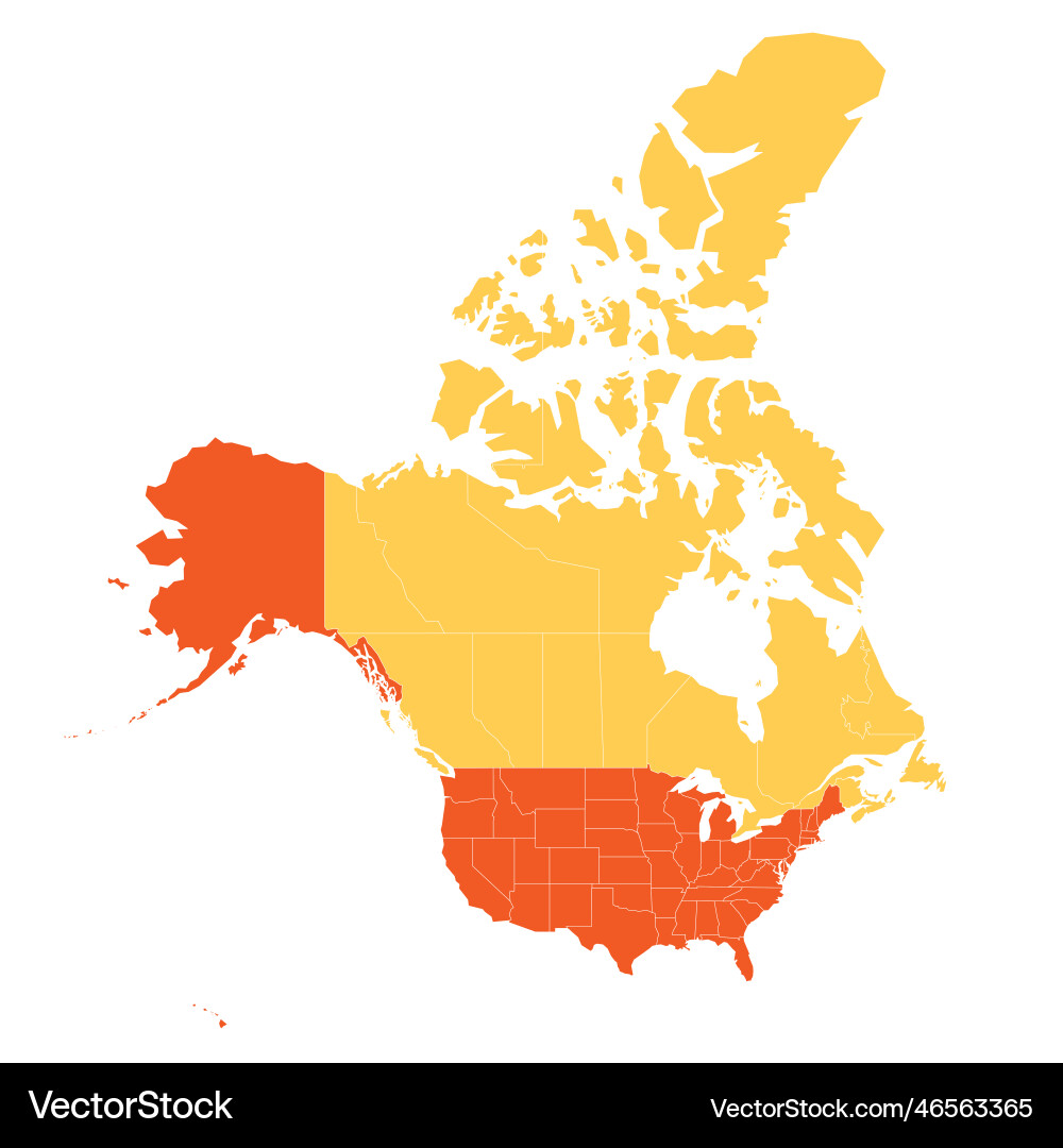 United states and canada political map United states and canada political map vector image