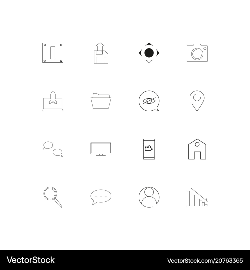 User interface linear thin icons set outlined vector image