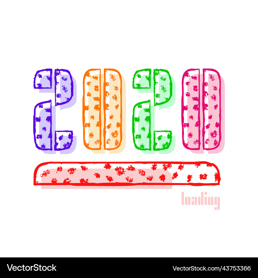 2020 happy new year loading with text vector image