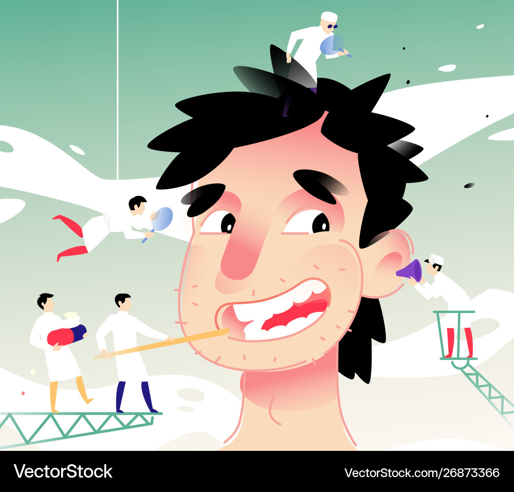 A cheerful man at doctors reception young A cheerful man at doctors reception young vector image