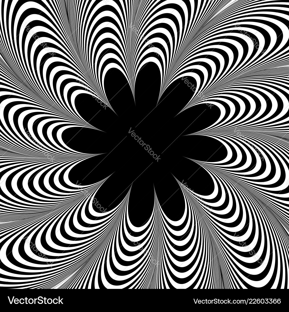 Abstract element with radiating lines monochrome vector image