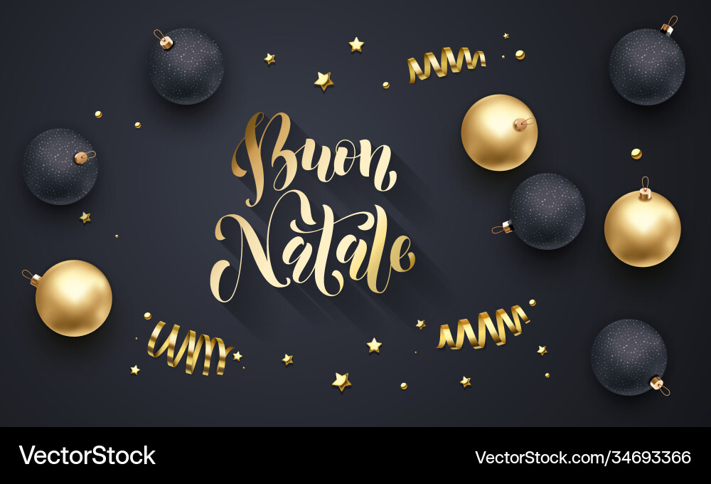 Buon natale italian merry christmas golden Buon natale italian merry christmas golden vector image