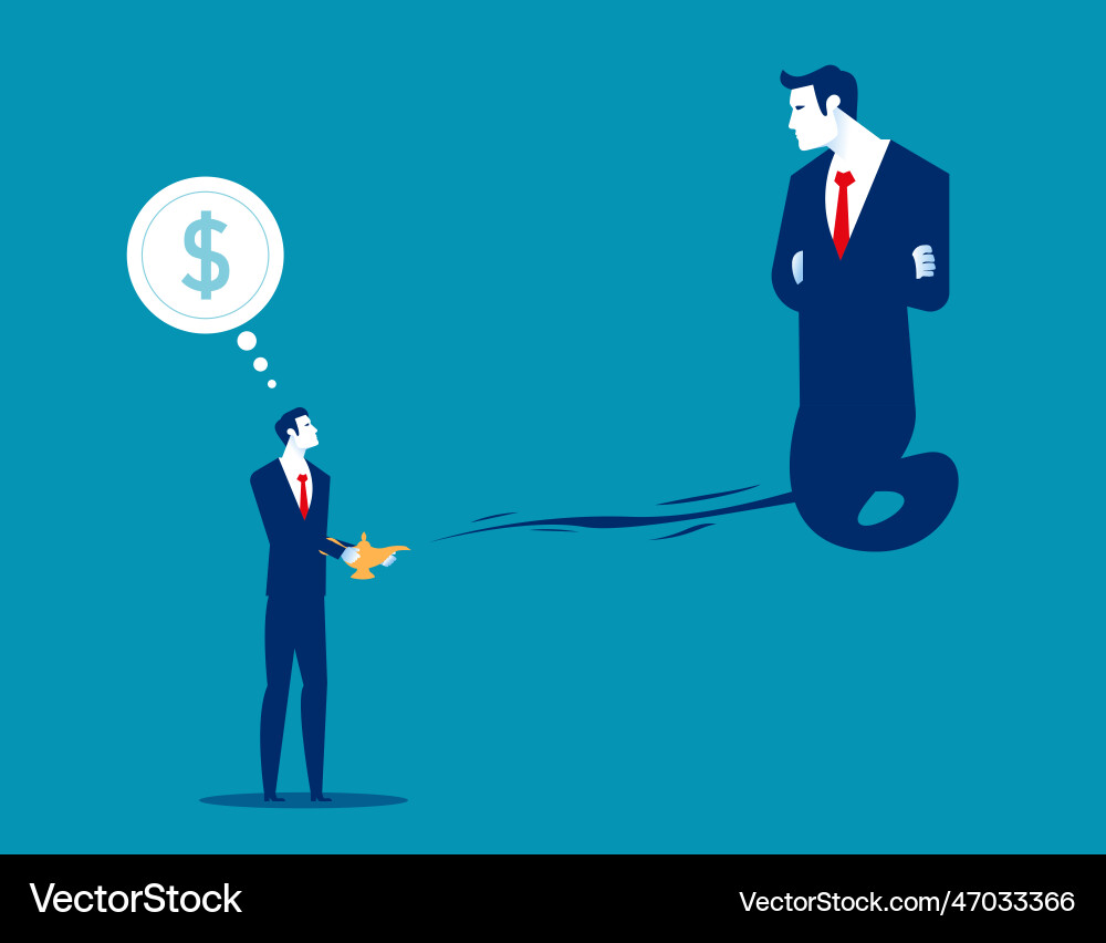 Business with lamp aladding and gin from proverty Business with lamp aladding and gin from proverty vector image