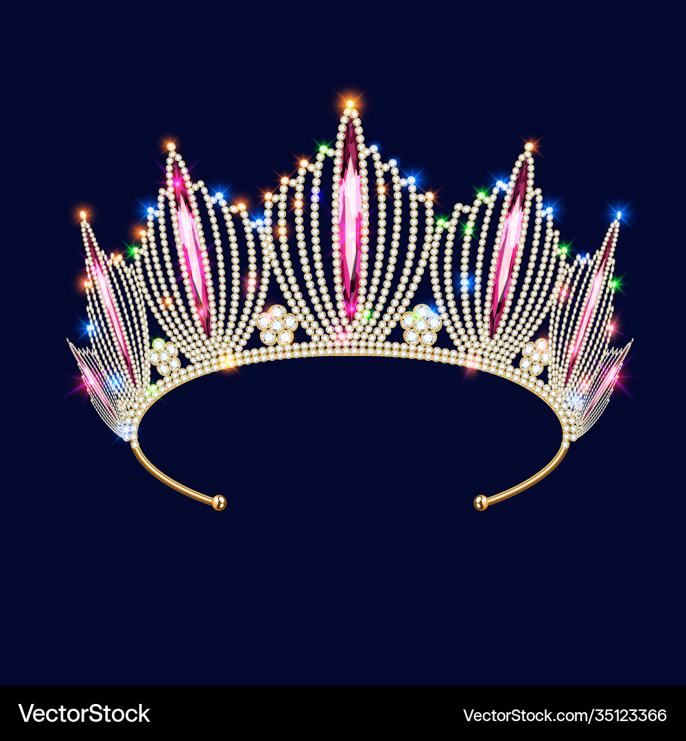 Crown tiara Frauen mit glitzernden Edelsteinen Crown tiara Frauen mit glitzernden Edelsteinen vektorbild