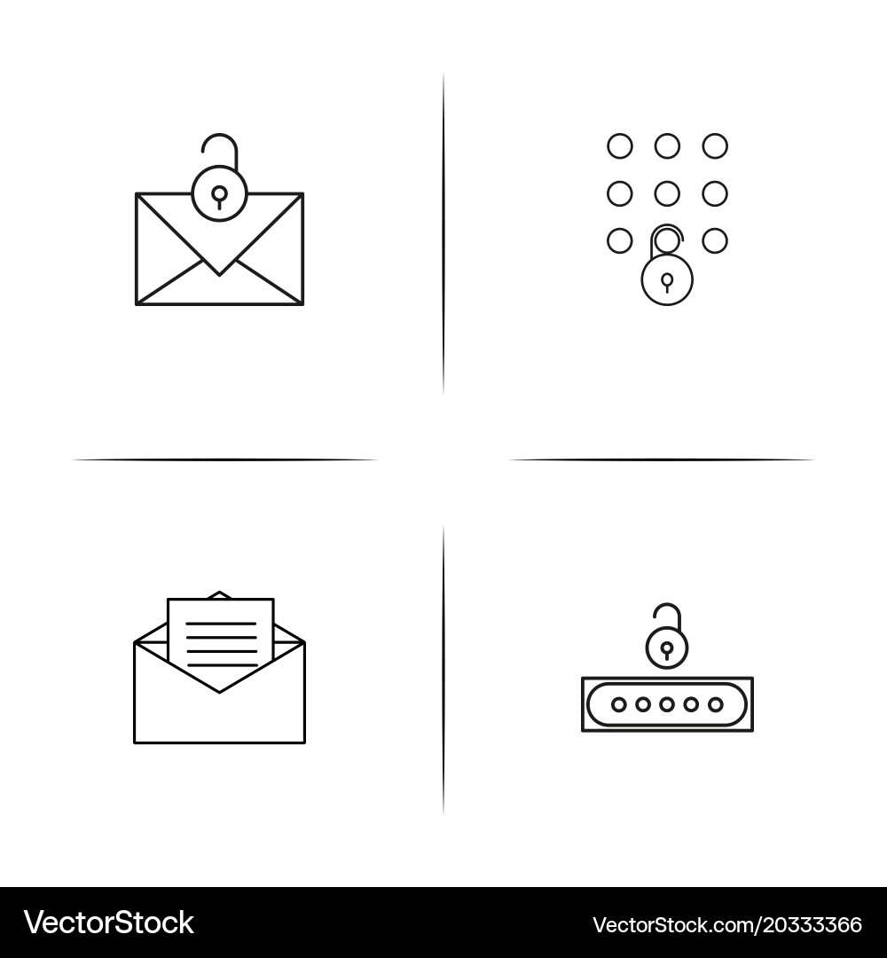 Cyber security simple linear icon setsimple vector image