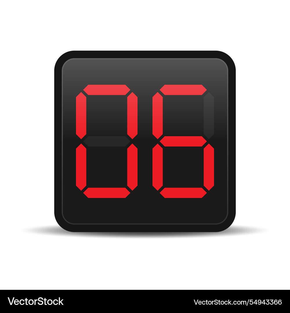 Digital countdown display with red number 6 vector image
