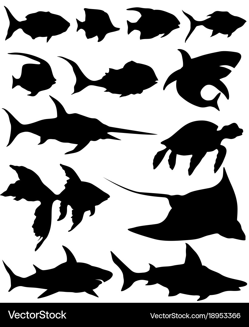 Diver Silhouettes Underwater Vector Image