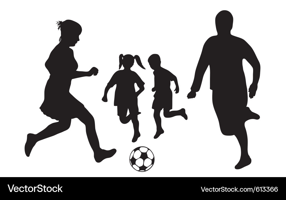 Family Soccer Silhouette Vector Image
