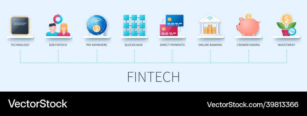 Finance technology fintech banner with icons Finance technology fintech banner with icons vector image