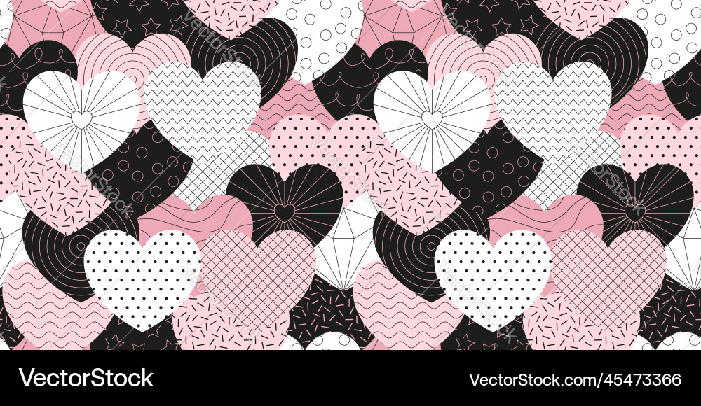 Heart Collage Pattern - Romantic Hearts Royalty Free Vector