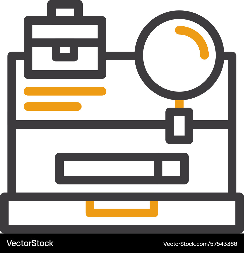 Laptop with a job search button two color icon vector image