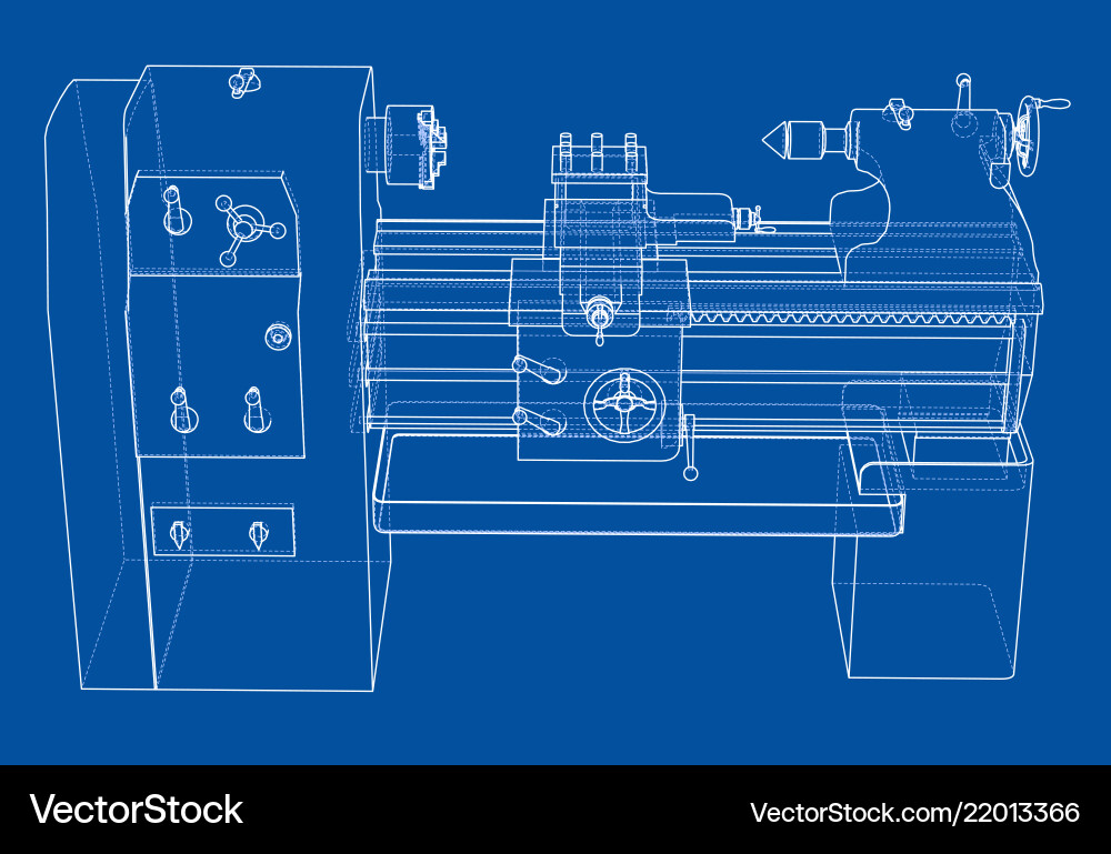 Lathe concept rendering of 3d vector image