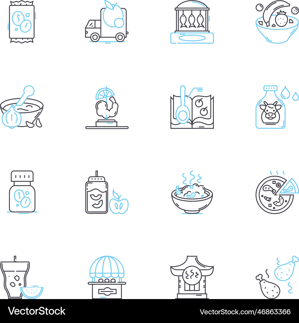 Nutritional science linear icons set Nutritional science linear icons set Vector Image