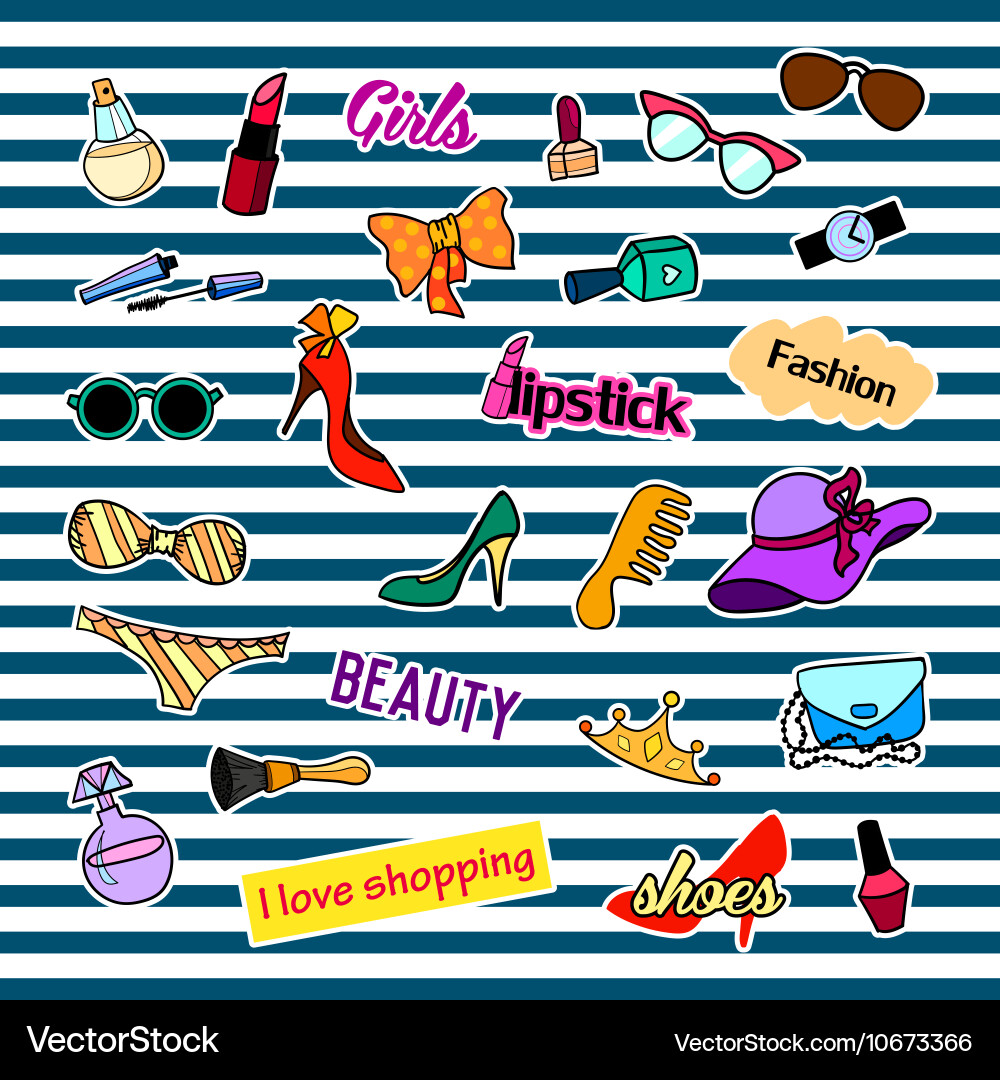 Patch badges with different elements fashion set Vector Image